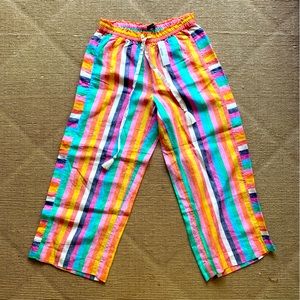 J. Crew linen striped linen pants rainbow color